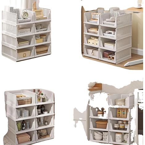 Organizador de ropa plegable y apilable, organizador de almacenamiento apilable y plegable de 4 piezas (1/5)