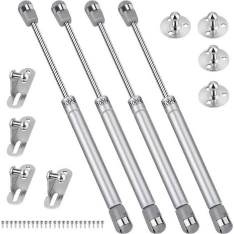 Lot de 4 Vérin à Gaz, 100N / 10kg Verin Meuble Ressort Amortisseurs à Gaz avec Vis, Verin Hydraulique Levage de Porte Arm (1/4)