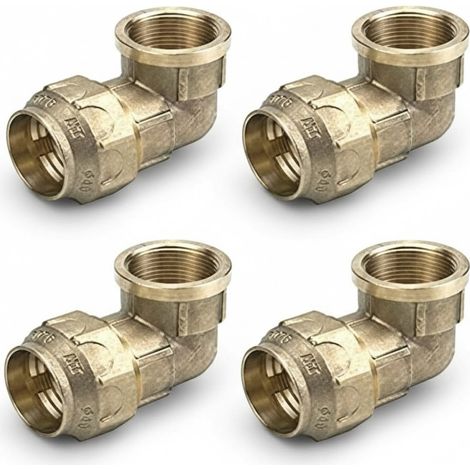 4 Stück Messingbogen 32mm x 1'' Weiblich für PE-Rohr 32mm  Aenor Zertifiziertes Messingzubehör  Gewindebogen Weiblich