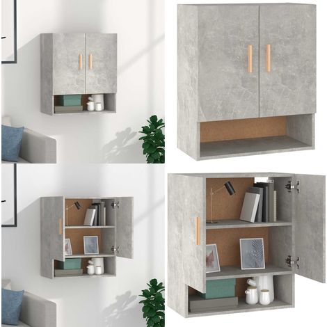 Armadietto a Muro Grigio Cemento 60x31x70 cm Legno Multistrato - Armadio a muro - Armadietto in legno