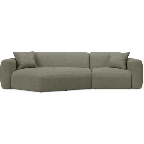 Canapé d'angle gauche 3 places tissu structurel vert olive foncé (1/4)
