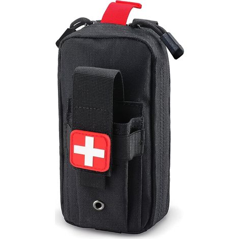 Sac de premiers secours vide pour garrot Molle Ifak - Sac d'urgence militaire - Sac de pharmacie de voyage (noir), Noir , Sac MOLLE (1/5)