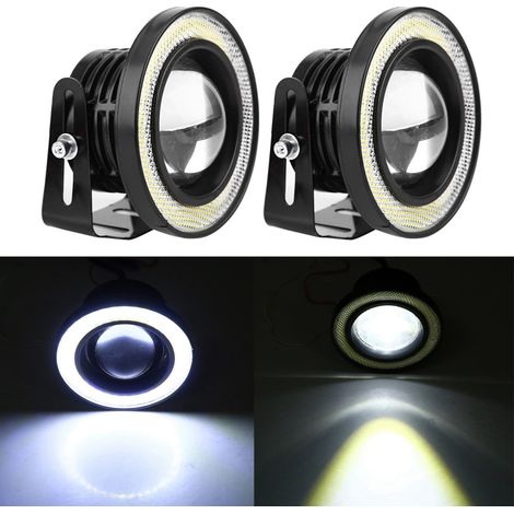 Paar universelle 10-W-COB-LED-Tagfahrlichter, Halo-Angel-Eyes 7,6 cm, rostfreie Scheinwerfer für Autos (1/5)