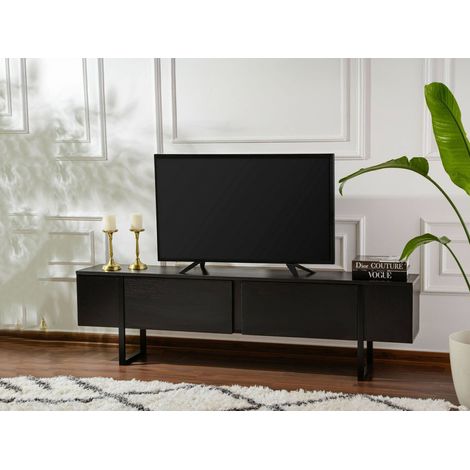Dmora - Mueble de televisión Lilith, Aparador de salón, Mueble bajo para TV, Base de pared equipada, 180x30 h50 cm, Negro (1/5)