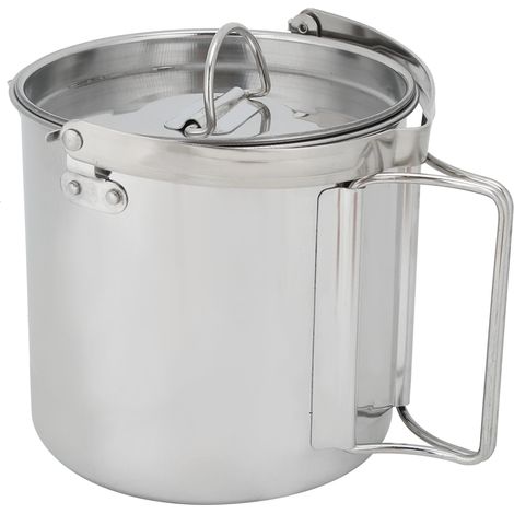 Bouilloire suspendue en acier inoxydable 1.2L pour camping randonnée extérieur, pot à café portable, ustensile de cuisine. (1/5)