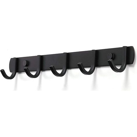 Wall Mounted Coat Hooks, Stainless Steel Designer Coat Hooks, Sturdy Hooks for Bathroom, Bedroom or Office, Black (5 Hooks) (1/5)
