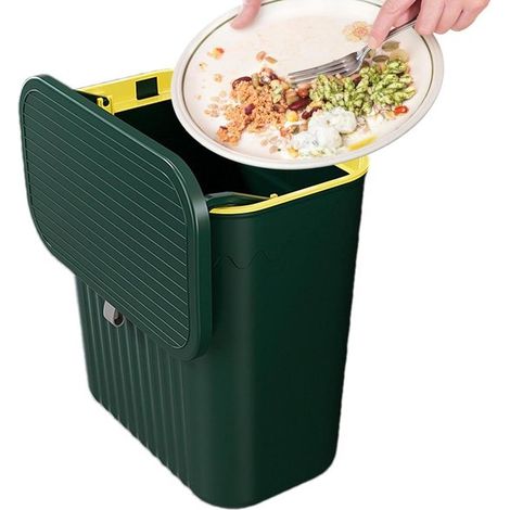 Cubo de basura colgante para cocina con tapa, papelera plegable para puerta de armario y camping. (1/5)