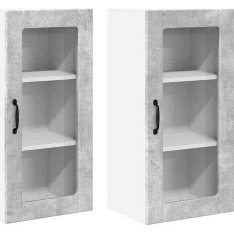 Meuble mural de cuisine,Armoire de cuisine 2 pcs Gris béton 40 x 31 x 80 cm CFW14564 (1/5)