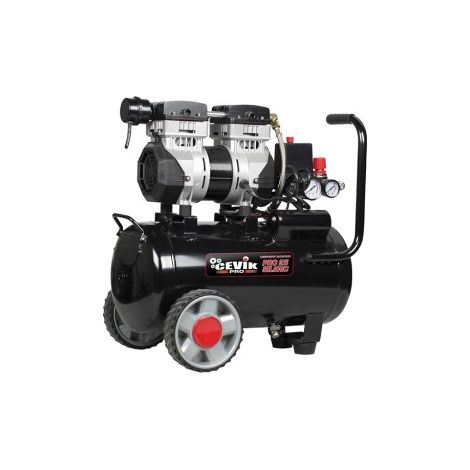 CEVIK PRO CA-PRO25SILENC - Compressore Aria Silenzioso 25L - 1.5HP - 150 l/min - 8 Bar - Senza Olio - Compatto Portatile - Doppia Uscita - Compressore Aria Portatile per Verniciatura e Pneumatica