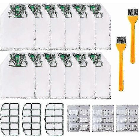 Douze sacs pour aspirateur Vorwerk Kobold VK200 FP200 avec 3 filtres moteur, 18 pastilles parfumées et 2 brosses de rechange (1/4)