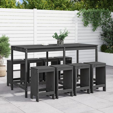 9-tlg. Gartenbar-Set Grau Massivholz Kiefer vidaXL (1/5)