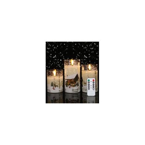 3PCS Bougie LED Flamme Vacillante, bougie led telecommande, fausse bougie mit Minuterie, bougie electrique, décoration noel, Bougie Noel,Bougies Led Sans Flamme pour Anniversaire, Mariage, Table [Clas