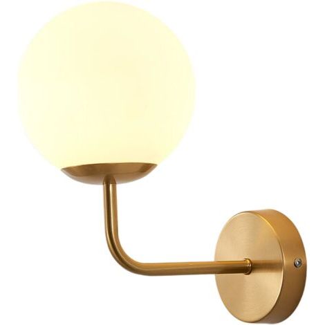 5-W-LED-Wandleuchte für den Innenbereich, 3000 K warmweiß, Wandleuchte mit mattiertem Glaskugel, wasserdichte Wandleuchte für Badezimmer, Wohnzimmer, Schlafzimmer, Flur, Restaurant, Eisen, gebürstetes (1/5)