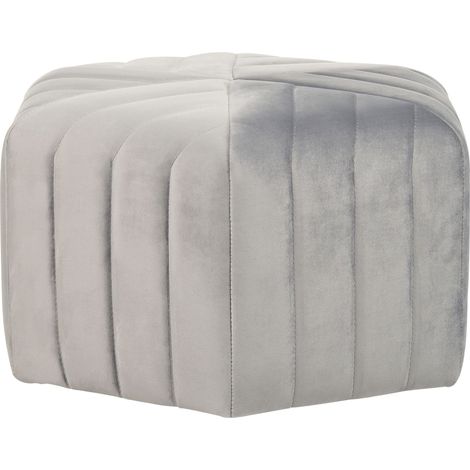 Pouf in Velluto Color Grigio 29 x 53 x 48 cm Forma Esagonale Murietta