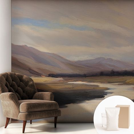 Tapete Vliestapete mit Kleber modern Wohnzimmer - Wanddeko Schlafzimmer - Tapete mit Motiv Natürliche Ruhe 250x250 cm