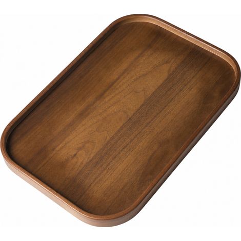 Plateau carré à bords arrondis en bambou coloré 40 x 28 cm