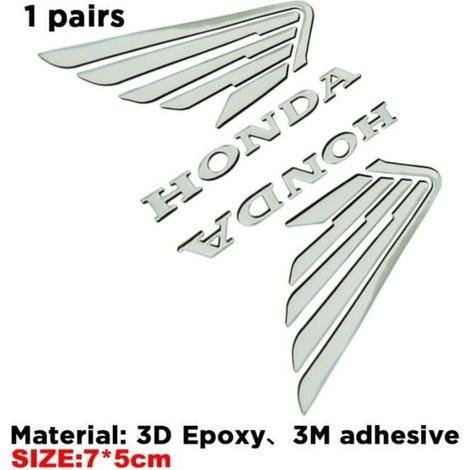 Décoration intérieure,Autocollant d\'emblème d\'aile 3D pour moto Honda - Type Silver Wing (1/4)