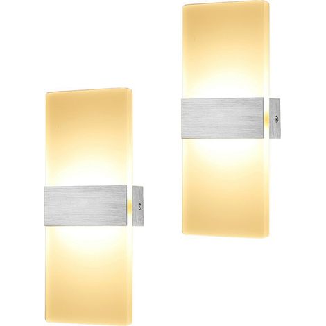 SWANEW 2X 12W LED Wall Light Indoor Wall Lamp Acrylic Wall Lighting for Living Room Staircase Hallway,Warm White