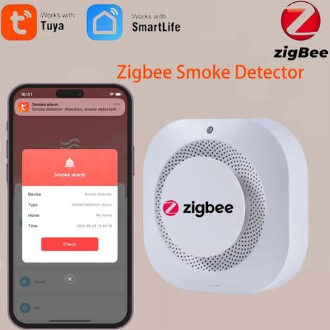Détecteur de fumée Zigbee - Alarme incendie intelligente avec fonctions d'alarme sonore et visuelle (1/5)