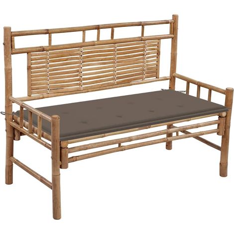 Banc de jardin avec coussin 120 cm Bambou