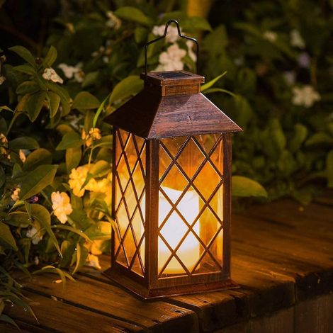 Lanterne solaire d'extérieur, lampe solaire de jardin blanche (laiton) (1/5)