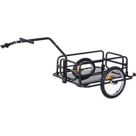 Remorque à vélo pliable cargo avec attelage et réflecteurs, charge jusqu'à 40 kg, dimensions 155 x 71,5 x 77 cm, idéale pour le camping, les courses et les déménagements.
