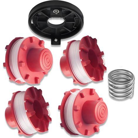 Ensemble de 6 pièces,Compatible avec GE-CT36/30Li bobines de fil de rechange pour débroussailleuse,couvercle de broche,longueur 8 m,diamètre 2 mm,nylon bobines(4 bobines,1 couvercle,1 ressort) (1/5)