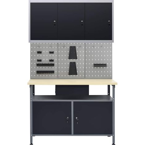 Maison Exclusive - Banco de trabajo con tres paneles de pared y u (1/5)