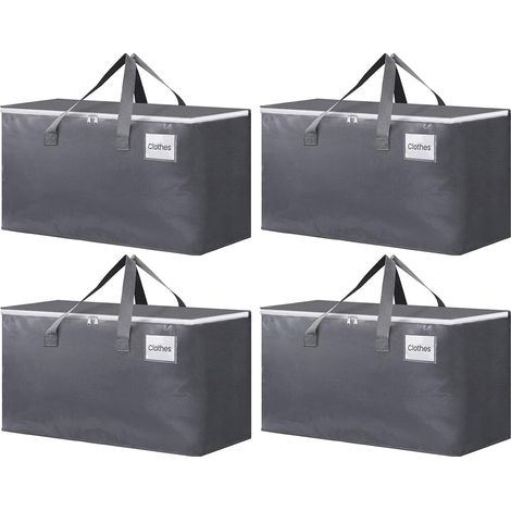 Juego de 4 bolsas de almacenamiento impermeables con cremallera para transportar y guardar ropa, color gris, 69 x 35 x 38 cm. (1/5)