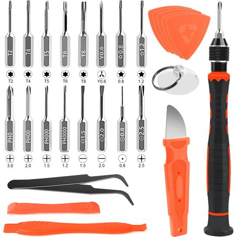 Tournevis de Précision, 28 en 1 Kit Tournevis de Précision, Kit de Tournevis Manuel, Set Outils avec Torx T2 T4 T5 T6 T8, Y0.6, -1.5/2.0, pour Switch, Laptop, Lunettes, Montre (1/5)
