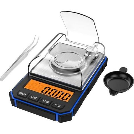 Balance de Précision - 50 g / 0.001 g - Laboratoire Bijoux Cuisine - 6 Unités de Mesure - Avec Poids d'Étalonnage (1/4)