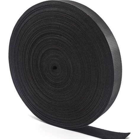 15m x 20mm Reusable Nylon Cable Ties, Heavy Duty Adhesive Cable Ties, Black Roll, Cable Management Ties, Home and Office Cable Ties (1/5)