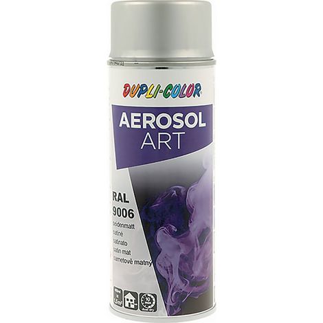 Buntlackspray AEROSOL Art weißalu.seidenmatt RAL 9006 400 ml Spraydose (1/4)