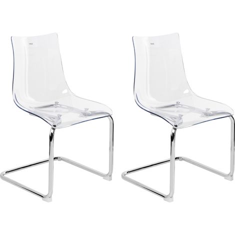 Conjunto de 2 sillas de comedor moderno asiento cantilever de plástico transparente Marshall