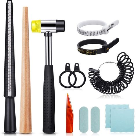 Outils de fabrication de bagues UK Baguier avec mandrin Maillet en caoutchouc Réparation Mesure de bagues (1/5)