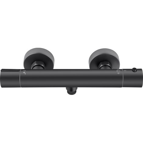 Auralum Max Thermostat de douche avec bouton de sécurité 38 °C, Mitigeur thermostatique de douche, mitigeur eau chaude et froide pour salle de bain - Noir (1/5)