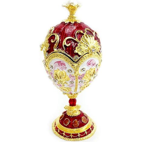 Handbemalte Schmuckschatulle im Fabergé-Ei-Stil mit Blumenmotiv – Geschenkidee zu Ostern und als Dekoration für Ihr Zuhause