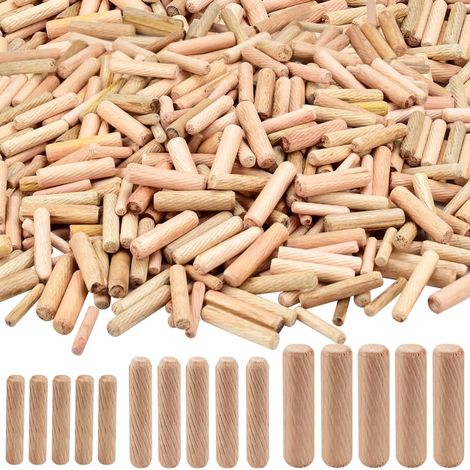 600 Pcs Cheville en Bois M6 M8 M10, Tourillons Rainurés, Menuiserie, Bricolage Conique, Meuble, pour Table Placard Assemblage DIY Charpentier (1/5)