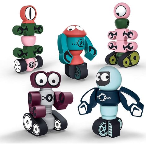 Set mit 35 magnetischen Roboterbausteinen für Kinder von drei bis sechs Jahren mit Aufbewahrungsbox, Lernspielzeug