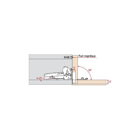 Ferrure d'abattant Pacta version Push Salice - 6,6 à 9,6 kg