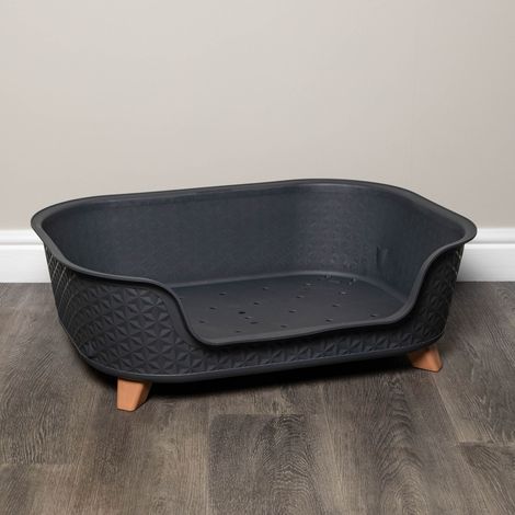 77cm x 58cm Grey Plastic Raised Pet Basket with Legs (1/5)