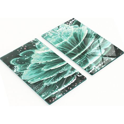 Tablas de cocina de vidrio templado con gr谩ficos de flores fractales 2x30x52 cm (1/5)