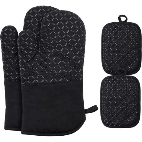 Gants en silicone et coton résistants à la chaleur – Résiste à des températures jusqu'à 500 °C – Antidérapants pour une manipulation en toute sécurité – Taille unique (1/5)