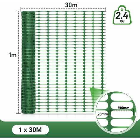 SWANEW Recinzione di protezione in plastica, recinzione mobile 1 rotolo da 1 x 30 m Verde Rete di sicurezza Barriera di segnalazione (1/5)
