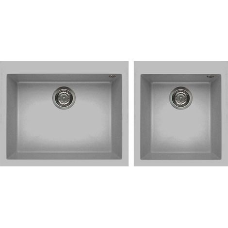 Lavello Elleci da incasso Quadra 210 Metaltek Grigio Aluminium LMQ21079 (1/2)
