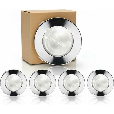 Lot de 5 Spots encastrables pour mobilier G4 12V Compatibles LED Cable 2 m Couleur - Chrome - 10 Watts (1/5)