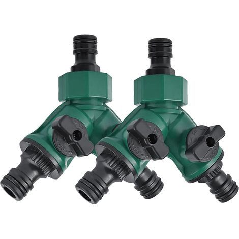 E-RFSEY distributeur 2 voies arrosage 2 x 3/4" Distributeur d'eau en plastique à 2 voies pour l'aménagement paysager, le jardinage, la floriculture, l'irrigation (1/5)