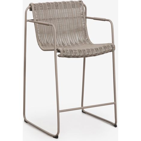 SKLUM Pack aus 4 stapelbaren Barhockern mit Armlehnen aus synthetischem Rattan und Stahl Revia Moka Braun ↑65 cm                                 