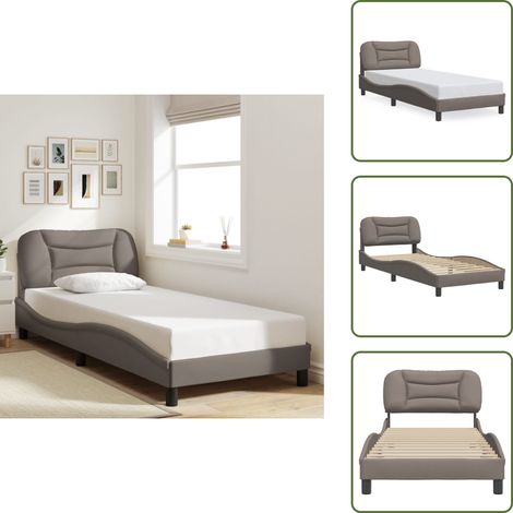 Cuscino testiera - vidaXL Giroletto senza Materasso Hvar Tortora 90x200 cm Tessuto - Letto tortora