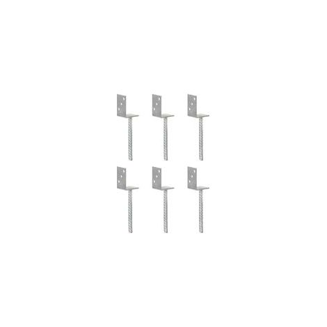 Pfostenhalterungen, 6er-Set, silber, 8×6×30 cm, verzinkter Stahl - Crezuo
